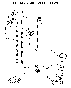 Fill, drain and overfill parts Diagram and Parts List for MDB7979SHZ1  Maytag Dishwasher