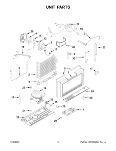 Unit Parts Diagram and Parts List for AZF33X16DW07  Amana Freezer