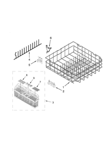 Lower Rack Parts Diagram and Parts List for JDB3650AWF3  Jenn-Air Dishwasher