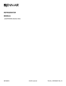 Cover Sheet Diagram and Parts List for JUD24FRARS00  Jenn-Air Refrigerator