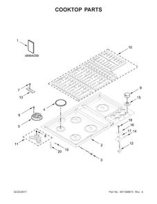 Cooktop Parts Diagram and Parts List for JGD3536GS00  Jenn-Air Cooktop