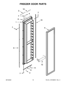 Freezer Door Parts Diagram and Parts List for JBSFS48NMX00  Jenn-Air Refrigerator