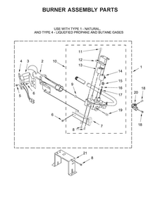Burner Assembly Parts Diagram and Parts List for MGDB835DW0  Maytag Dryer