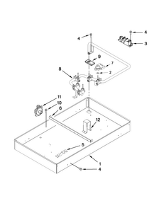 Burner Box, Gas Valves And Switches Diagram and Parts List for JGC9536BDB17  Jenn-Air Cooktop