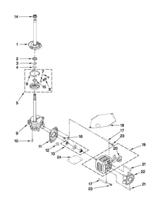 Brake, Clutch, Gearcase, Motor And Pump Parts Diagram and Parts List for NTW4880YQ0  Amana Washer