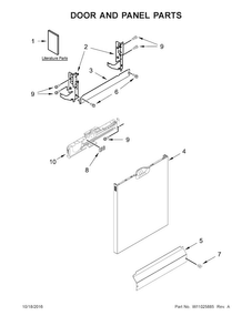 Door And Panel Parts Diagram and Parts List for ADB1700ADB3  Amana Dishwasher