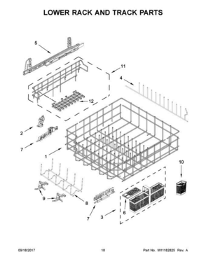 10 - Lower Rack And Track Parts Diagram and Parts List for JDB9800CWP3  Jenn-Air Dishwasher