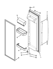 Refrigerator Door Diagram and Parts List for MSF25D4XAB00  Maytag Refrigerator