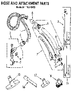Hose And Attachment Diagram and Parts List for 1162148490  Kenmore Canister Vacuum