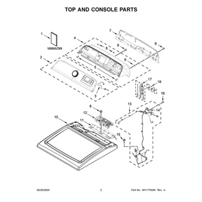 Top And Console Parts Diagram and Parts List for YMED7230HC4  Maytag Dryer