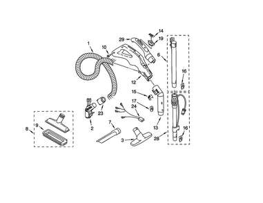 Hose And Attachments Diagram and Parts List for 11620700001C  Kenmore Canister Vacuum