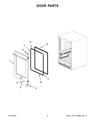 Door Parts Diagram and Parts List for JUBFL242HL00  Maytag Wine and Beverage Cooler
