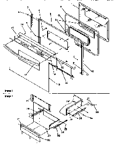 Oven Door And Storage Door Diagram and Parts List for ARG7200L-P1143329NL  Amana Range