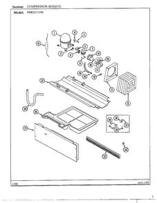 Compressor Diagram and Parts List for HMG211496  Admiral Refrigerator