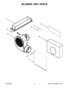 Blower Unit Parts Diagram and Parts List for JED4536KB00  Maytag Cooktop