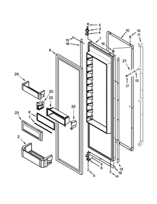 Refrigerator Door Parts Diagram and Parts List for JS48SEDUDW20  Jenn-Air Refrigerator