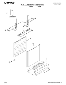 Door And Panel Parts Diagram and Parts List for MDBTT53AWB4  Maytag Dishwasher