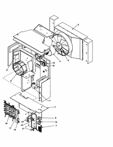 Fan And Control Assembly Diagram and Parts List for RE14010C2D REV F Amana Air Conditioner