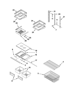 Shelf Parts Diagram and Parts List for MBF1953YEB0  Maytag Refrigerator