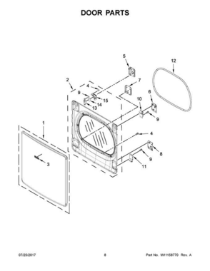 05 - Door Parts Diagram and Parts List for MEDB955FC1  Maytag Dryer