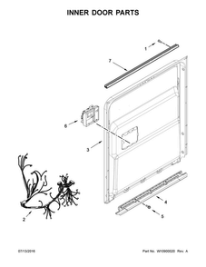 Inner Door Parts Diagram and Parts List for MDB7949SDZ0  Maytag Dishwasher