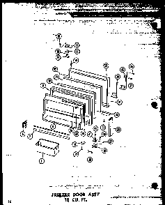 Freezer Door Assy 18 Cu. Ft. Diagram and Parts List for T16N-P60236-48W  Amana Refrigerator