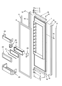 Refrigerator Door Parts Diagram and Parts List for JS48CXFXDB01  Jenn-Air Refrigerator