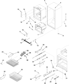 Interior Cabinet & Freezer Shelving Diagram and Parts List for ABB2527DEB2  Amana Refrigerator