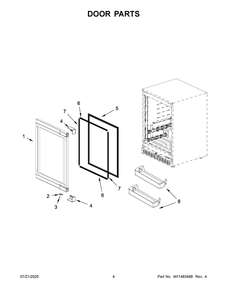 Door Parts Diagram and Parts List for JURFR242HX01  Maytag Wine and Beverage Cooler