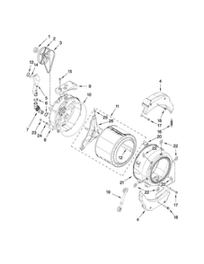 Tub And Basket Parts Diagram and Parts List for MLE20PDBYW1  Maytag Washer Dryer Combo
