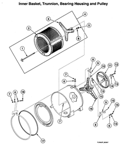 Inner Basket Diagram and Parts List for LTSA7AQN1500  Speed Queen Washer Dryer Combo