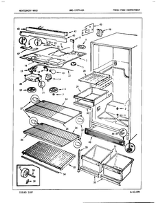 Fresh Food Compartment Diagram and Parts List for 19274A  Admiral Refrigerator