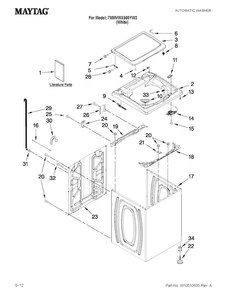 Part Location Diagram of WPW10427124 Whirlpool Lid
