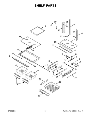 Shelf Parts Diagram and Parts List for MFI2269FRZ03  Maytag Refrigerator