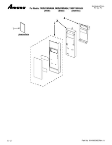 Control Panel Parts Diagram and Parts List for YAMV1160VAS4  Amana Microwave