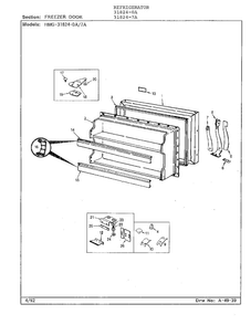 Freezer Door Diagram and Parts List for 31824-0A  Admiral Refrigerator