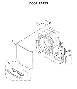 Door Parts Diagram and Parts List for MGD8630HC1  Maytag Dryer