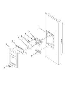 Dispenser Front Parts Diagram and Parts List for JFI2089AEB2  Jenn-Air Refrigerator