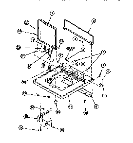 Cab Top/loading Dr & Ctrl Hood Rear Pan Diagram and Parts List for LW8303W2-PLW8303W2B  Amana Washer