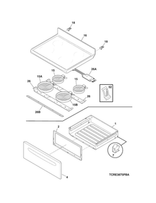Top/drawer Diagram and Parts List for CRE3875PBA  Crosley Range