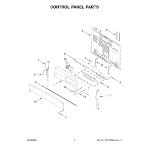 Control Panel Parts Diagram and Parts List for YMFES7030SZ0  Maytag Range