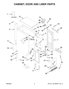 Cabinet, Door And Liner Parts Diagram and Parts List for JUIFN15HX01  Maytag Ice Maker