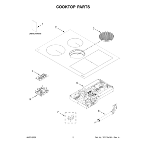 Cooktop Parts Diagram and Parts List for JIDT730SBL00  Jenn-Air Cooktop