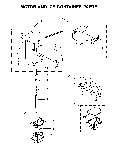 Motor and ice container parts Diagram and Parts List for MSS25C4MGK03  Maytag Refrigerator