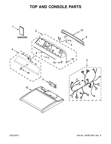 Top And Console Parts Diagram and Parts List for MGDB835DW3  Maytag Dryer