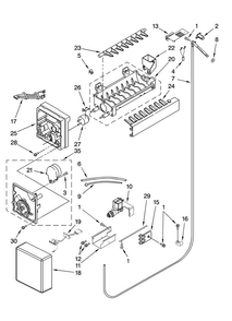 Icemaker Parts Diagram and Parts List for JB36CXFXRB00  Jenn-Air Refrigerator