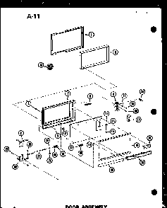 Door Assembly Diagram and Parts List for RC-14 P72100-9M Amana Microwave