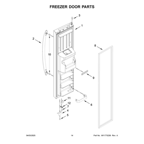 Freezer Door Parts Diagram and Parts List for MRSF4036PB02  Maytag Refrigerator