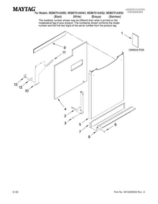 Door And Panel Parts Diagram and Parts List for MDB6701AWQ3  Maytag Dishwasher