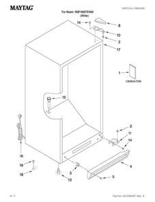 Cabinet Parts Diagram and Parts List for MQF1656TEW00  Maytag Freezer